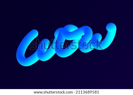 Wow Typography Abstract Background with Gradient. 3D Rendered Flower writing WOW text