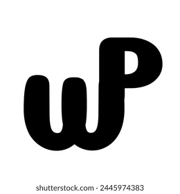 WP Bold Initial Logo in Black and White Color, simple type.