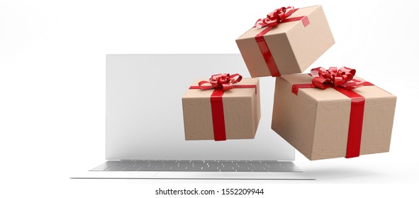 wrapped brown packages delivery boxes 3d-illustration