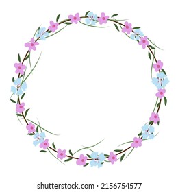 Wreath Circular Garland Flowers Leaves Foliage Stock Illustration ...