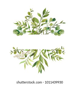 Green Leaves Frame Template Vector Illustration Stock Vector (Royalty ...