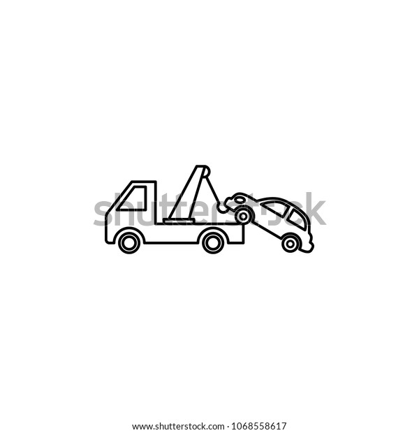 wrecker\
with a car icon. Element of Car sales and repair for mobile concept\
and web apps. Thin line  icon for website design and development,\
app development. Premium icon on white\
background