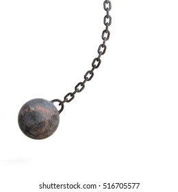 Wrecking ball rusty isolated on white background. 3d illustration