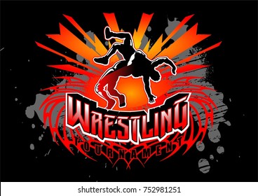 Wrestling Design Logo Sport