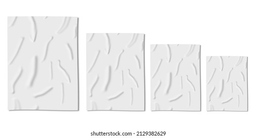 Wrinkled Poster mockups template With Various Sizes and Templets. White Glued Blanks mock up lying on neutral Light Background (Flat lay). Branding Identify Mockup - Shutterstock ID 2129382629