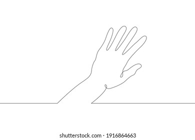 Wrist. Palm Gesture. Different Position Of The Fingers. Sign And Symbol Of Gestures. One Continuous Drawing Line  Logo Single Hand Drawn Art Doodle Isolated Minimal Illustration.