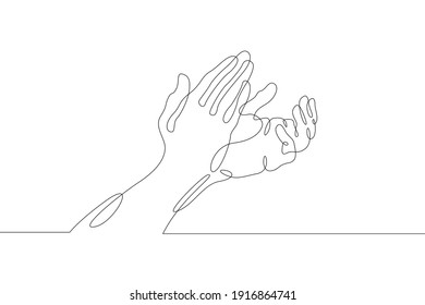 Wrist. Palm Gesture. Different Position Of The Fingers. Sign And Symbol Of Gestures. One Continuous Drawing Line  Logo Single Hand Drawn Art Doodle Isolated Minimal Illustration.