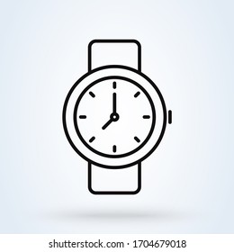 Wrist Watch Icon Design Isolated On White Background. Line Art Illustration