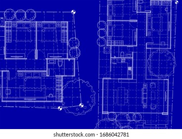 Blueprint Floor Plan Modern Apartment On Stock Vector (Royalty Free ...