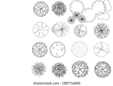 Set Trees Top View Landscape Design Stock Vector (Royalty Free ...