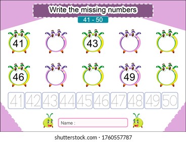 write missing numbers worksheet preschool kindergarten stock illustration 1760557790