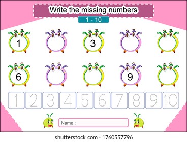 write missing numbers worksheet preschool kindergarten stock illustration 1760557790 shutterstock