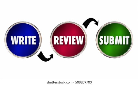 Write Review Submit Writing Process Success 3d Illustration
