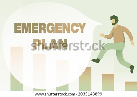 Writing displaying text Emergency Plan. Concept meaning instructions that outlines what workers should do in danger Debugging Programming Codes, Running And Testing New Computer Program
