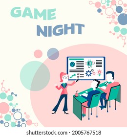 Writing displaying text Game Night. Business approach usually its called on adult play dates like poker with friends Presenting Project Report Concept, Reporting Business Status - Powered by Shutterstock