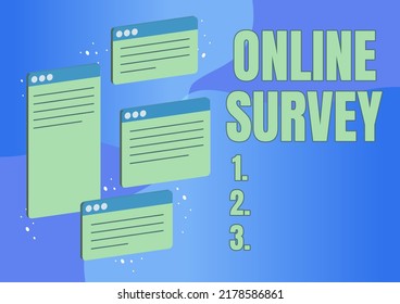 Writing Displaying Text Online Survey. Conceptual Photo Reappraisal Feedback Poll Satisfaction Rate Testimony Chat Tabs Symbolizing Successful Online Communication Colleagues.