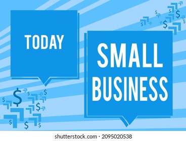 Writing displaying text Small Business. Word for an individualowned business known for its limited size Two Colorful Overlapping Speech Bubble Drawing With Dollar Sign.