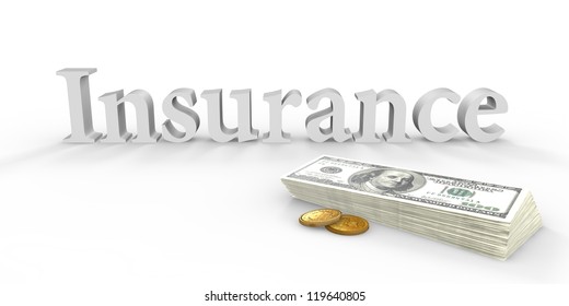 Written insurance and stack of banknotes next