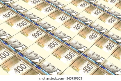 WROCLAW, POLAND - MAY 20: 3D illustration of Canadian banknotes drawn on 20 May 2015 in Wroclaw, Poland. Dollar banknotes are the bills of Canada.