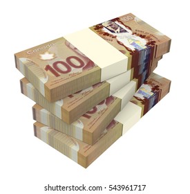 WROCLAW, POLAND - OCTOBER 25: 3D illustration of Canadian banknotes drawn on 25 October 2014 in Wroclaw, Poland. Dollar banknotes are the bills of Canada.