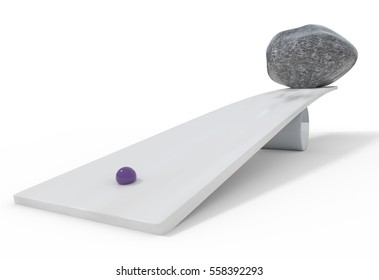 Wrong balancing small heavy and big stones 3d illustration