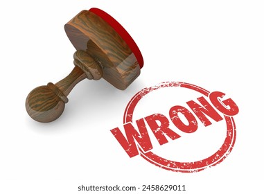 Wrong Round Red Stamp Incorrect Answer False Response 3d Illustration