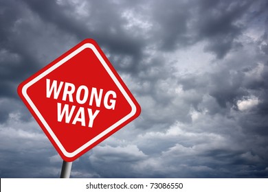 Wrong Way Road Sign