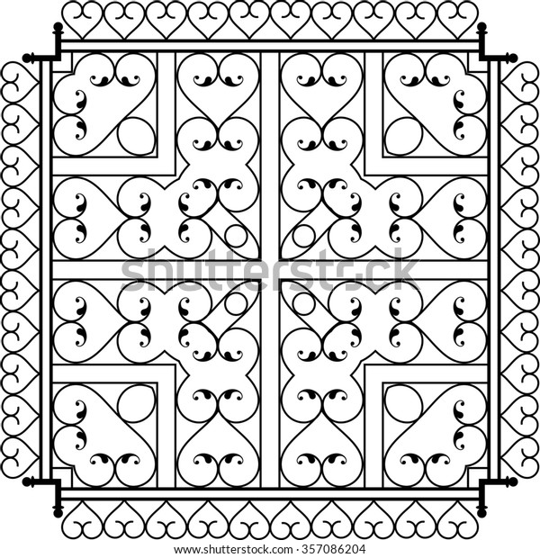 Wrought Iron Fireplace Grill Raster Illustration Stock