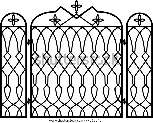 Wrought Iron Fireplace Screen Raster Illustration Stock