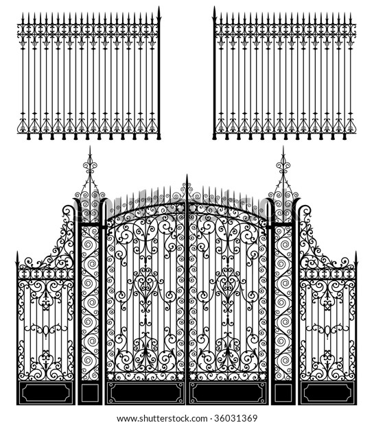 鍛鉄門と柵 のイラスト素材