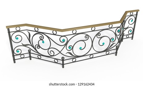 Wrought Iron Stairs Lattice With Glass Inserts