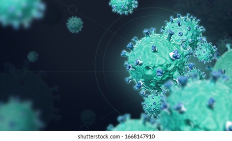 Wu Han Coroavirus COVID-19 The Microscope. 3d Illustration