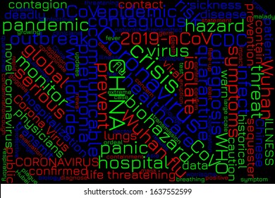 Wuhan Flu, Coronavirus Word Art In Neon Colors