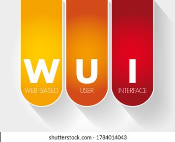 WUI Web Based User Interface - Allows The User To Interact With Content Or Software Running On A Remote Server Through A Web Browser, Acronym Text Concept Background