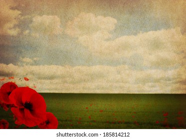 WW1 Abstract Background With Poppies