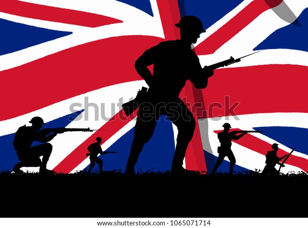 Ww1 British Soldiers Silhouette Uk British Stock Illustration ...