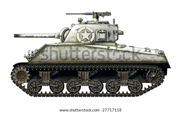 Ww2 Sherman M4 A3 75mm Tank Stock Illustration 27717118