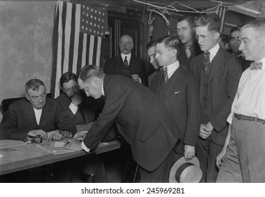 WWI. American Men Register For The Military Draft In New York City. 1917.