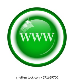 WWW icon. Internet button on white background. 