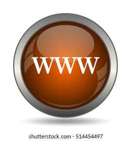 WWW icon. Internet button on white background. 