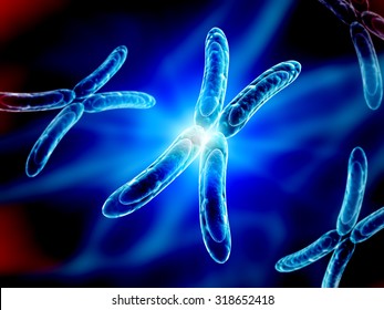 X Chromosome On Blue Background