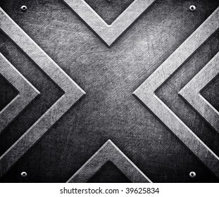 X Pattern On Metal Background