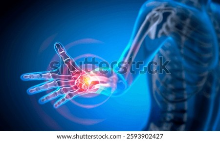 X ray style 3D Rendering - Severe pain in the joints - Rheumatism and arthrosis - 3D illustration