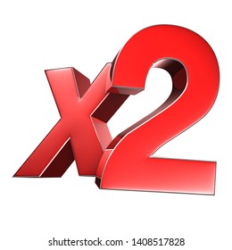 X2 3D Rendering On White Background.(with Clipping Path).