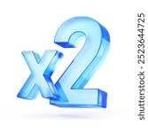 x2 symbol icon. 3d illustration