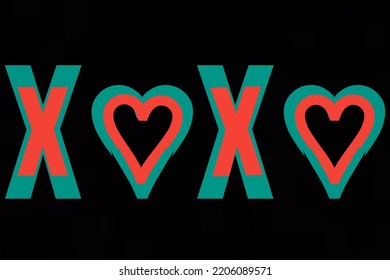 Xoxo Hugs Kisses Black Background Green Stock Illustration 2206089571 ...