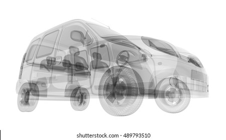 X-ray car isolated. 3d render