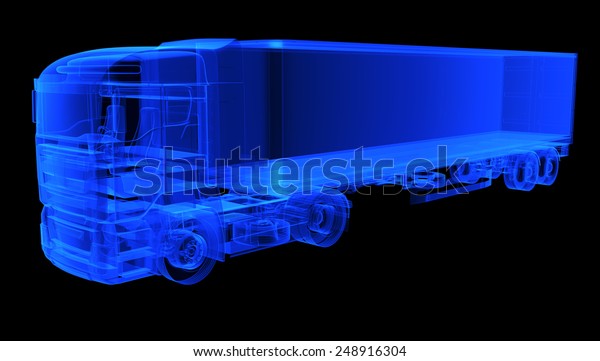 Xray Heavy Truck Semitrailer On Black Stock Illustration 248916304 ...