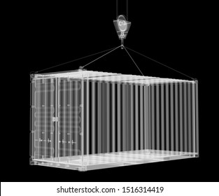 X-ray Shipping Container Isolated On Black. 3D Rednering