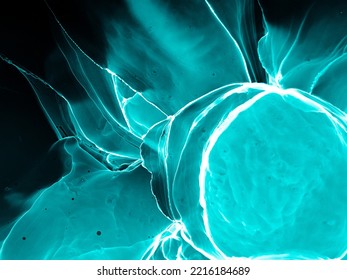 X-ray Watercolor. Fractal Pattern. Cosmic Splash With Fluid Effect. Macro Human Bone Scan. Blue Biomedical Universe. Turquoise Microscope Artwork. Black X-ray Watercolor.